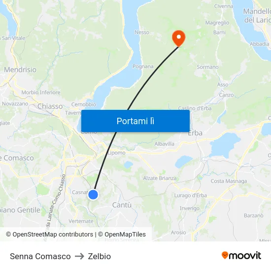 Senna Comasco to Zelbio map