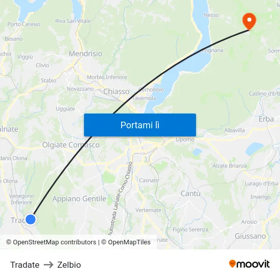 Tradate to Zelbio map