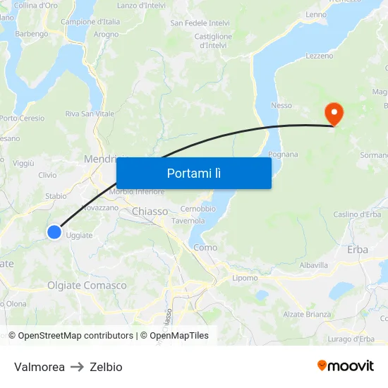 Valmorea to Zelbio map