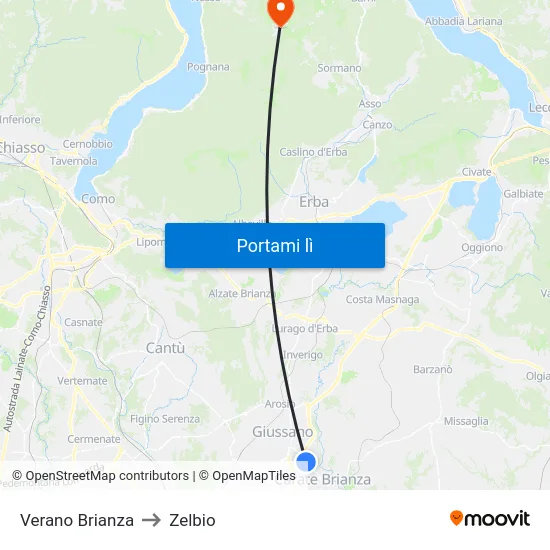 Verano Brianza to Zelbio map