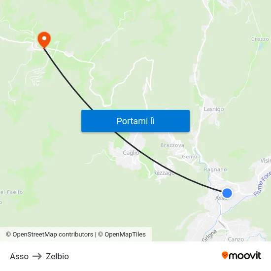 Asso to Zelbio map
