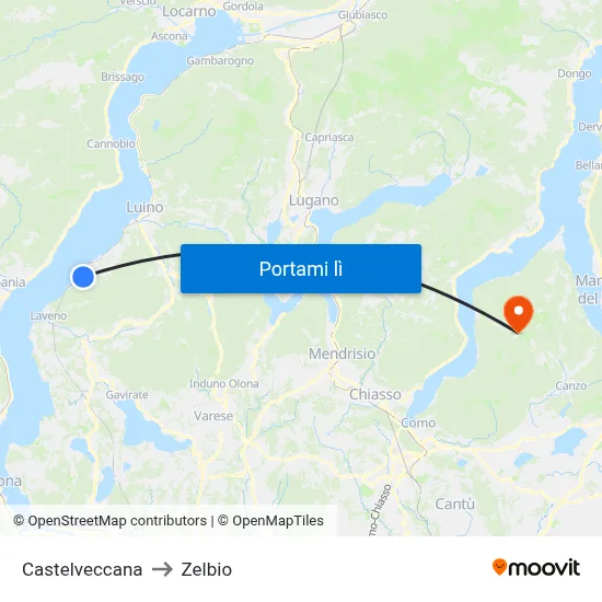 Castelveccana to Zelbio map
