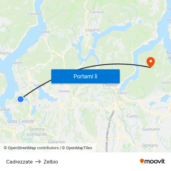 Cadrezzate to Zelbio map