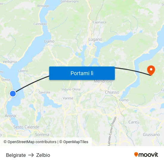 Belgirate to Zelbio map