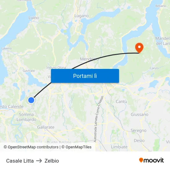 Casale Litta to Zelbio map
