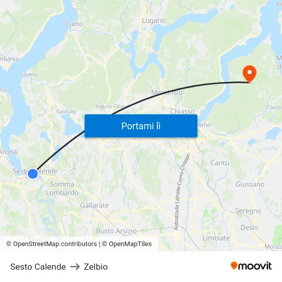 Sesto Calende to Zelbio map