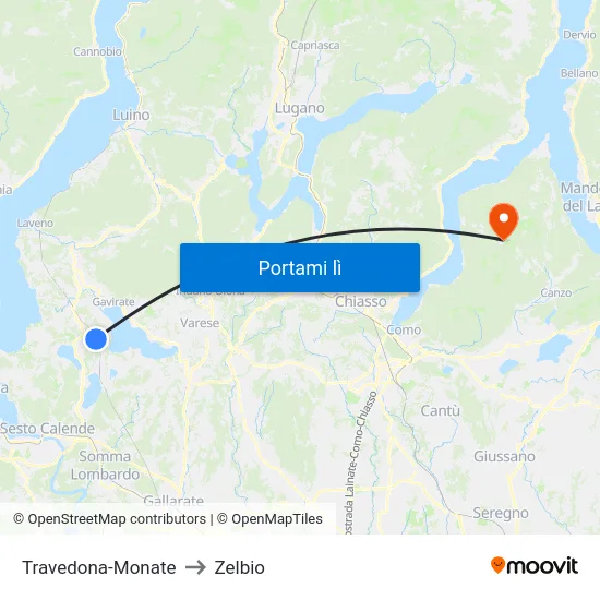 Travedona-Monate to Zelbio map