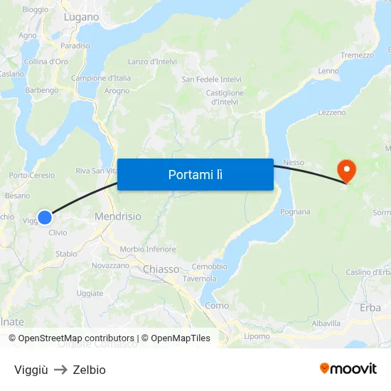 Viggiù to Zelbio map