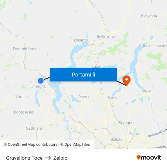 Gravellona Toce to Zelbio map