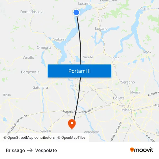 Brissago to Vespolate map