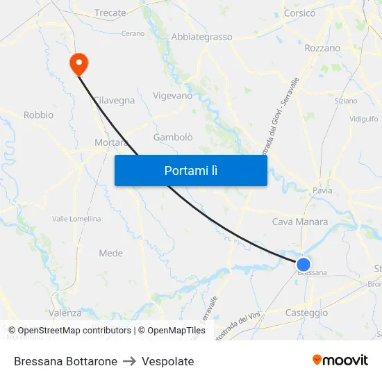 Bressana Bottarone to Vespolate map