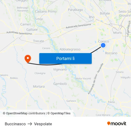 Buccinasco to Vespolate map