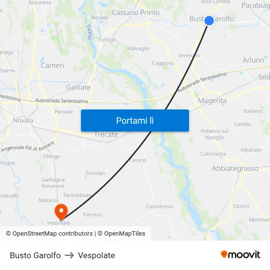 Busto Garolfo to Vespolate map