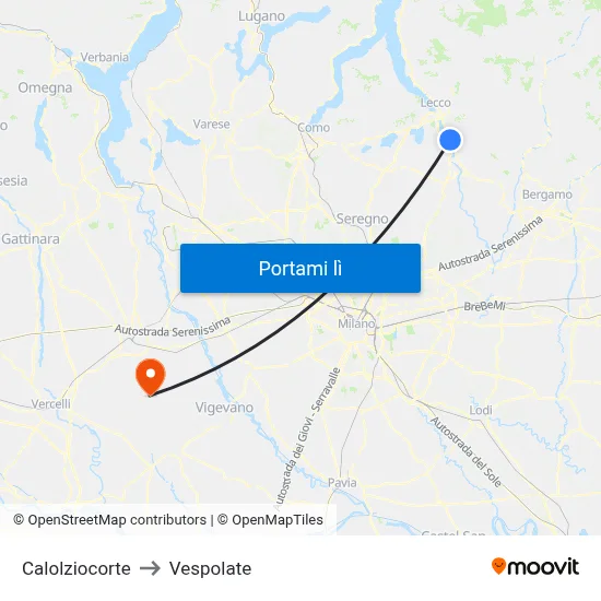 Calolziocorte to Vespolate map