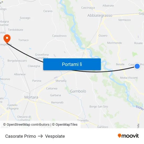 Casorate Primo to Vespolate map