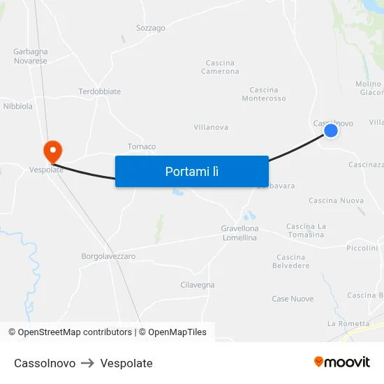 Cassolnovo to Vespolate map