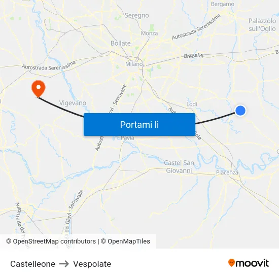 Castelleone to Vespolate map