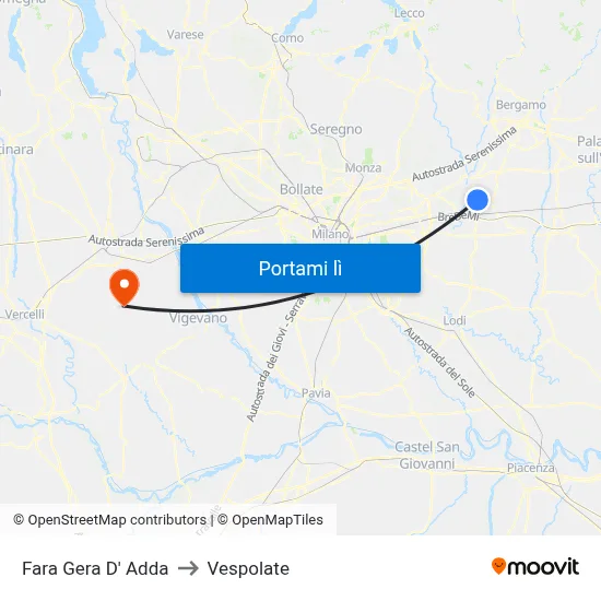Fara Gera D' Adda to Vespolate map