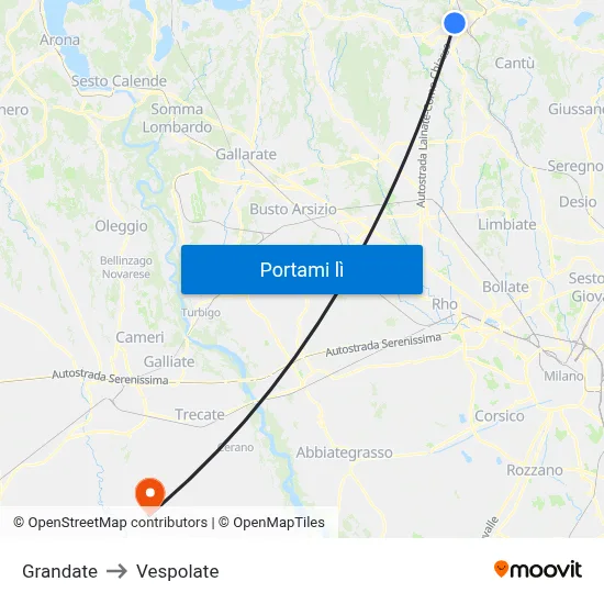 Grandate to Vespolate map