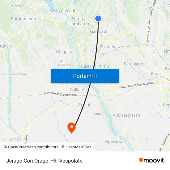 Jerago Con Orago to Vespolate map