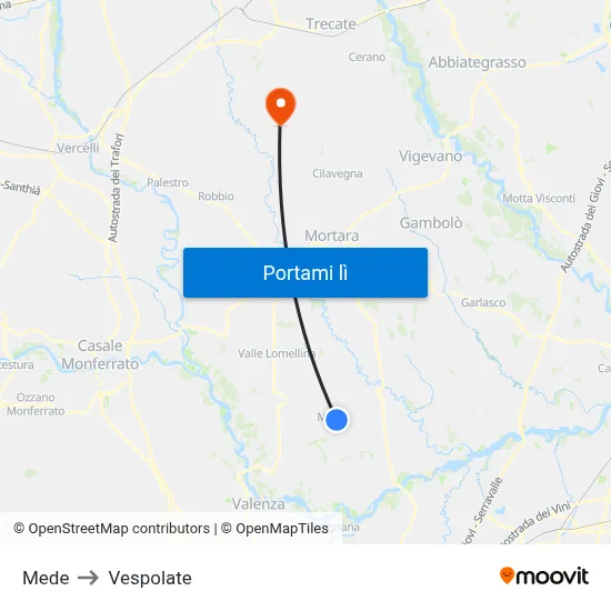 Mede to Vespolate map