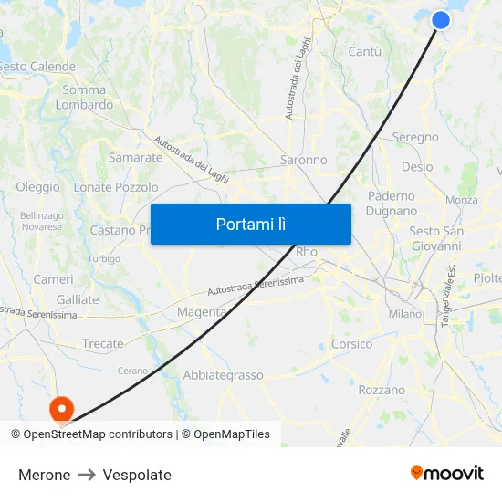 Merone to Vespolate map