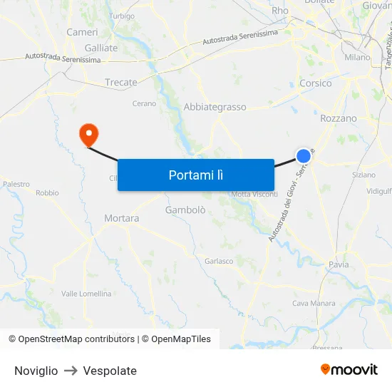 Noviglio to Vespolate map