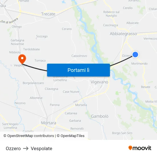 Ozzero to Vespolate map