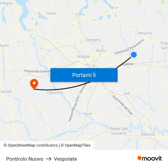 Pontirolo Nuovo to Vespolate map