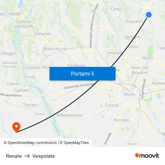 Renate to Vespolate map