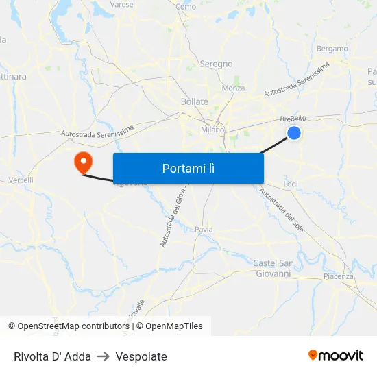 Rivolta D' Adda to Vespolate map