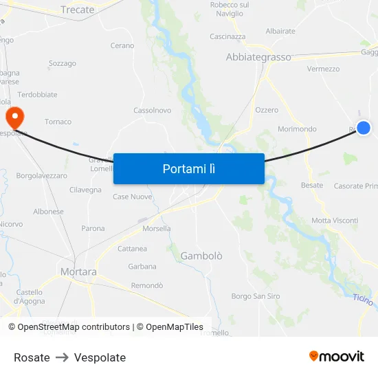 Rosate to Vespolate map