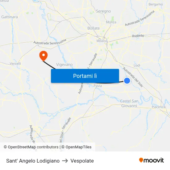 Sant' Angelo Lodigiano to Vespolate map