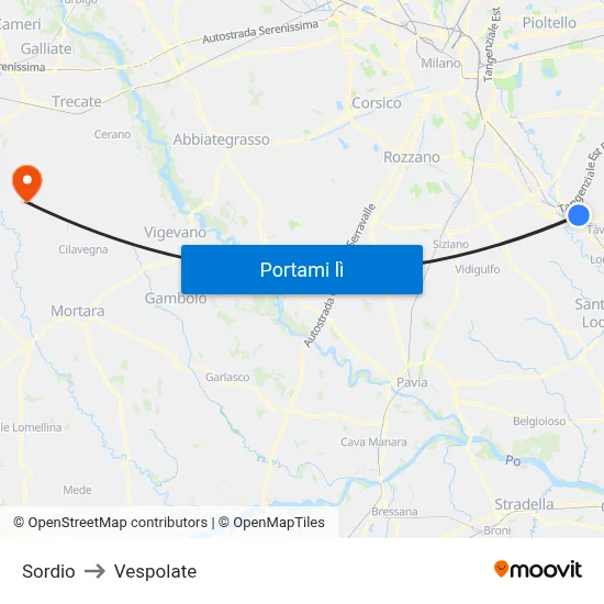 Sordio to Vespolate map