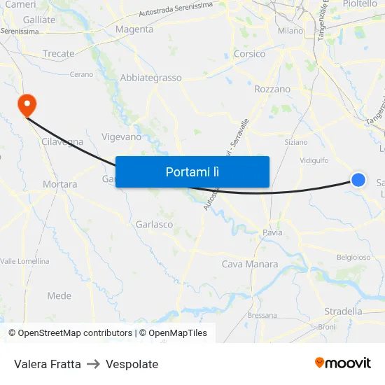 Valera Fratta to Vespolate map