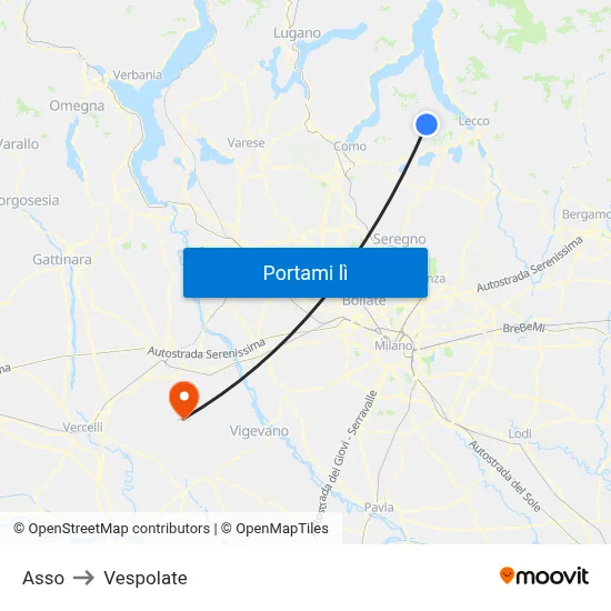 Asso to Vespolate map