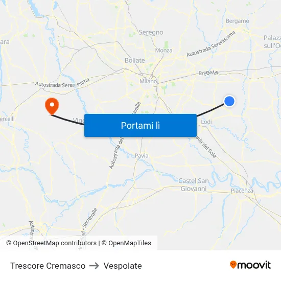 Trescore Cremasco to Vespolate map