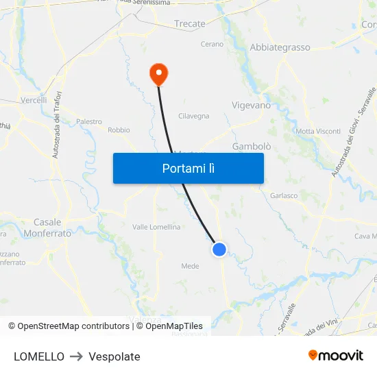 LOMELLO to Vespolate map