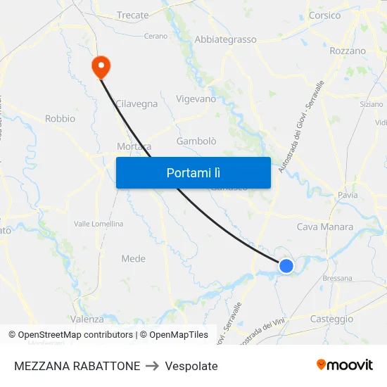 MEZZANA RABATTONE to Vespolate map