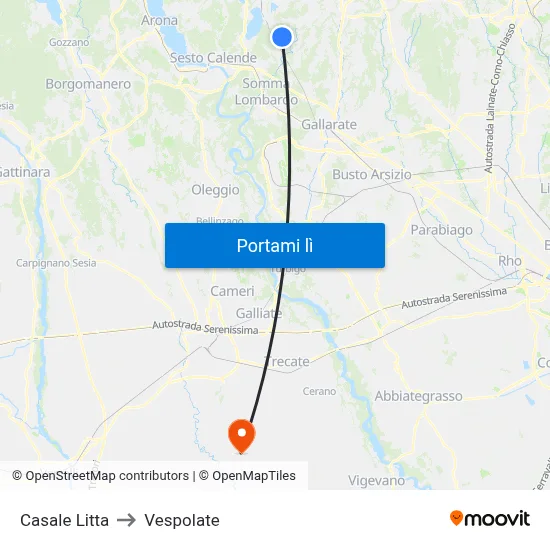 Casale Litta to Vespolate map