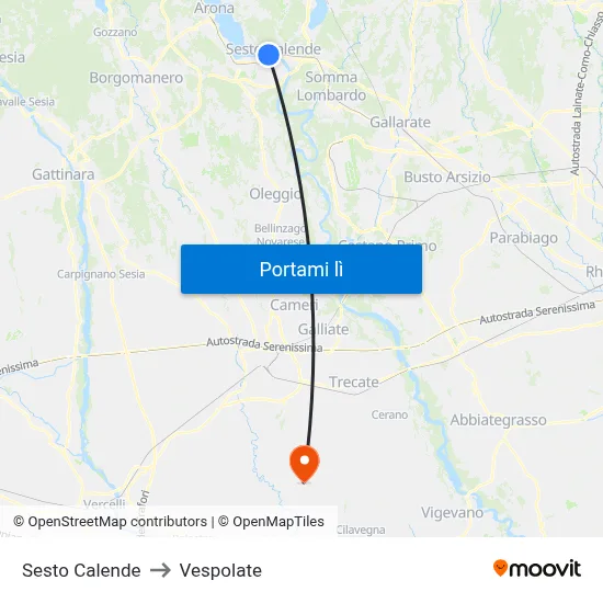 Sesto Calende to Vespolate map