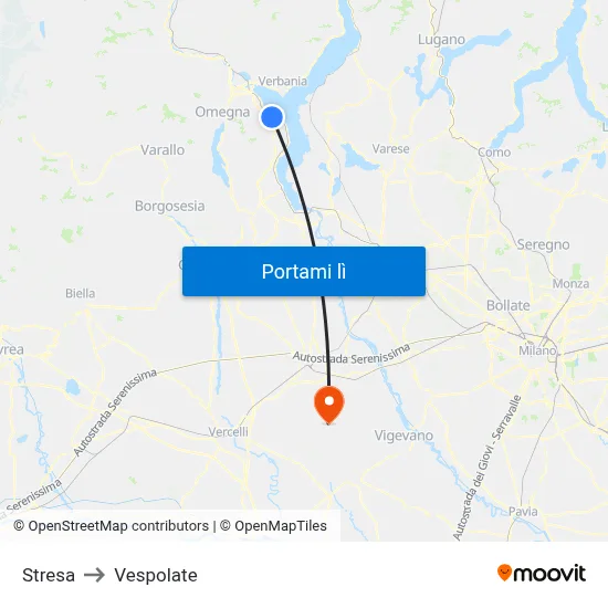 Stresa to Vespolate map