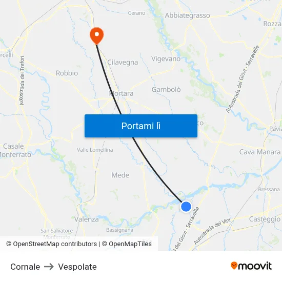 Cornale to Vespolate map