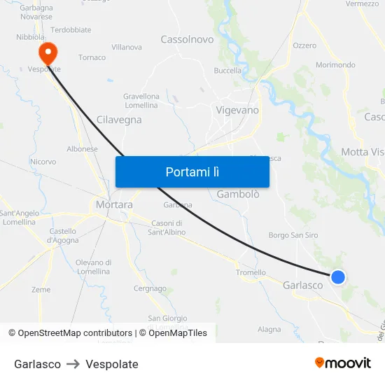 Garlasco to Vespolate map