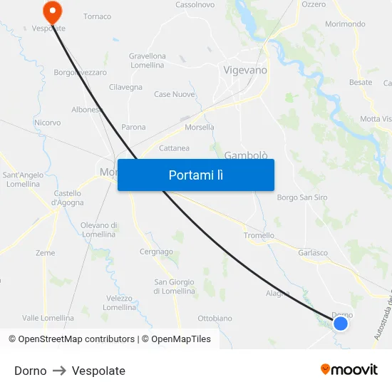 Dorno to Vespolate map