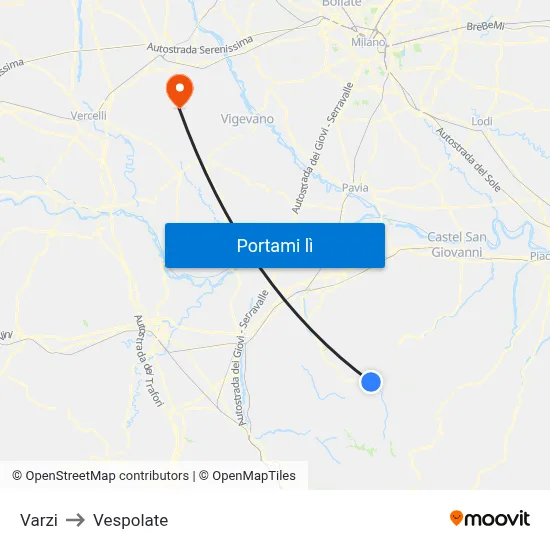 Varzi to Vespolate map