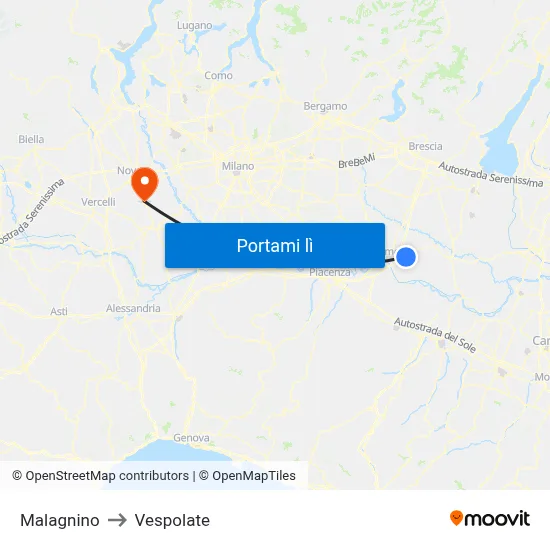 Malagnino to Vespolate map