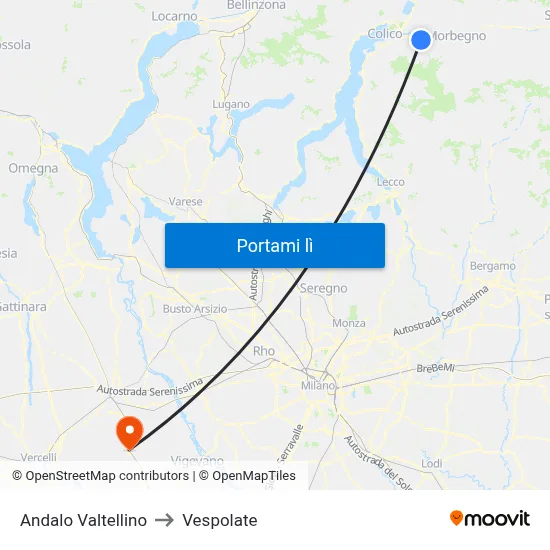 Andalo Valtellino to Vespolate map