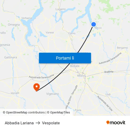 Abbadia Lariana to Vespolate map