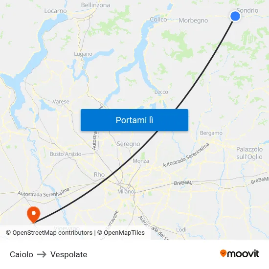 Caiolo to Vespolate map